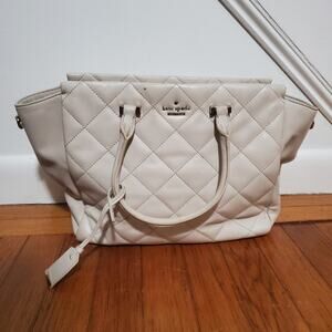 Kate Spade Taupe Quilted Leather Tote Handbag
